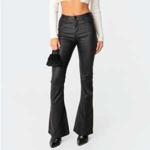 Edikted Luna Faux Leather Flare Jeans